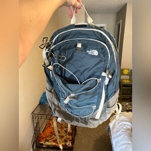 The North Face Blue and Gray Backpack